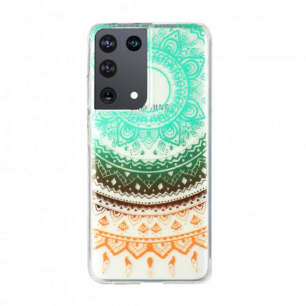 Hülle Für Samsung Galaxy S21 Ultra 5G Transparentes Blumen-mandala