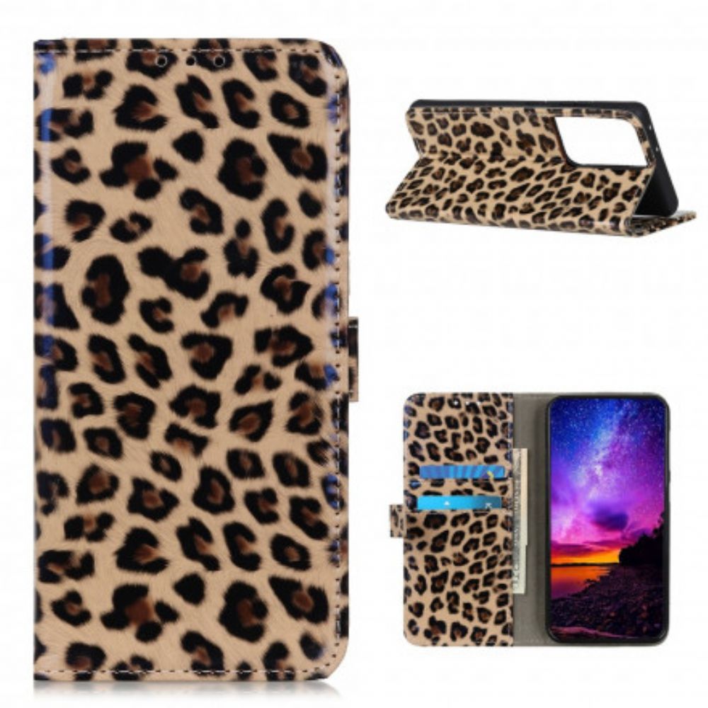 Lederhüllen Für Samsung Galaxy S21 Ultra 5G Einzelner Leopard