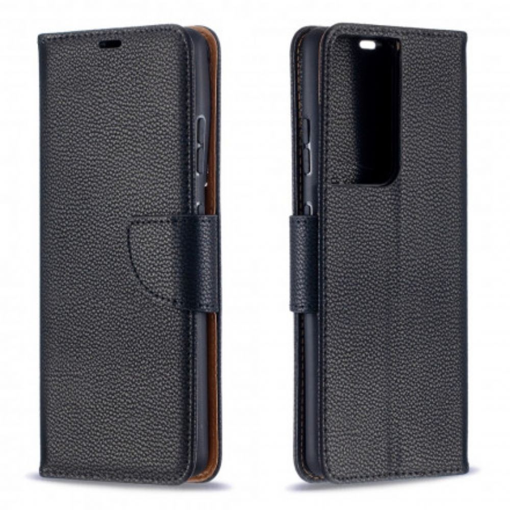 Lederhüllen Für Samsung Galaxy S21 Ultra 5G Flip Case Litschi-klappe Schräg