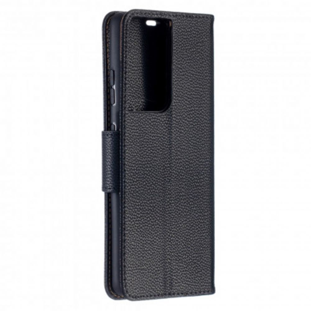 Lederhüllen Für Samsung Galaxy S21 Ultra 5G Flip Case Litschi-klappe Schräg