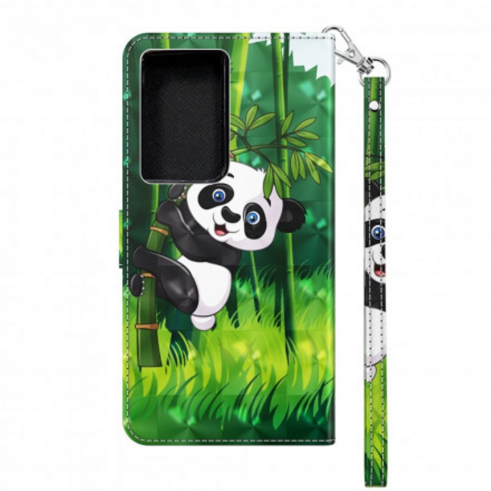 Lederhüllen Für Samsung Galaxy S21 Ultra 5G Panda Und Bambus