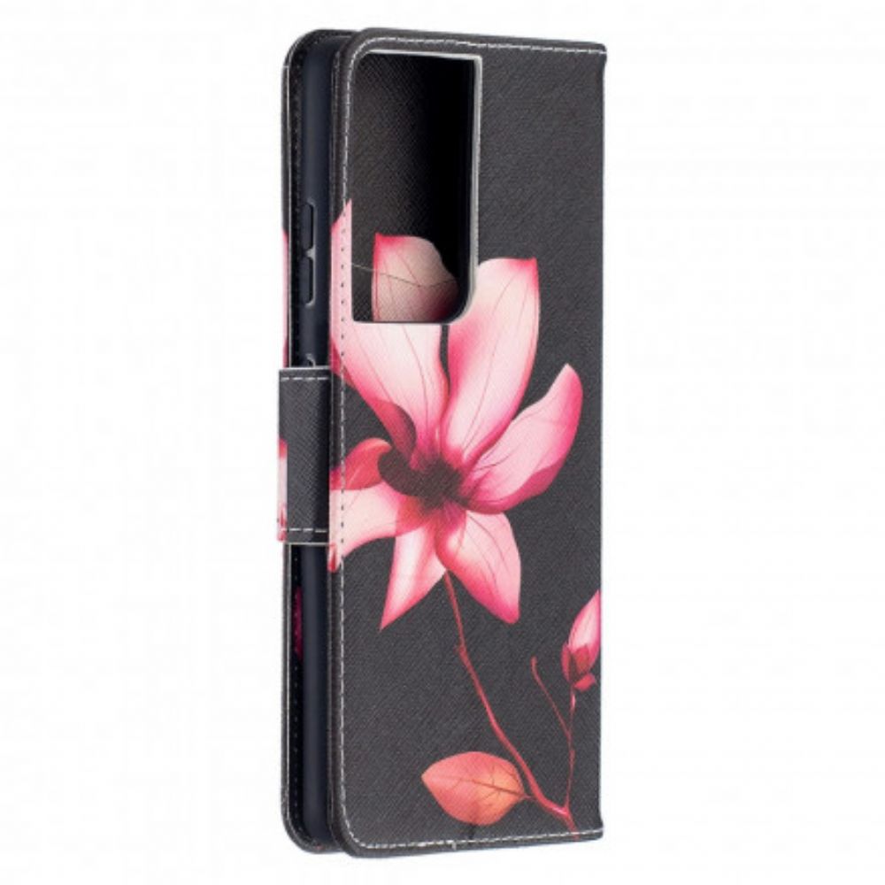 Lederhüllen Für Samsung Galaxy S21 Ultra 5G Rosa Blume