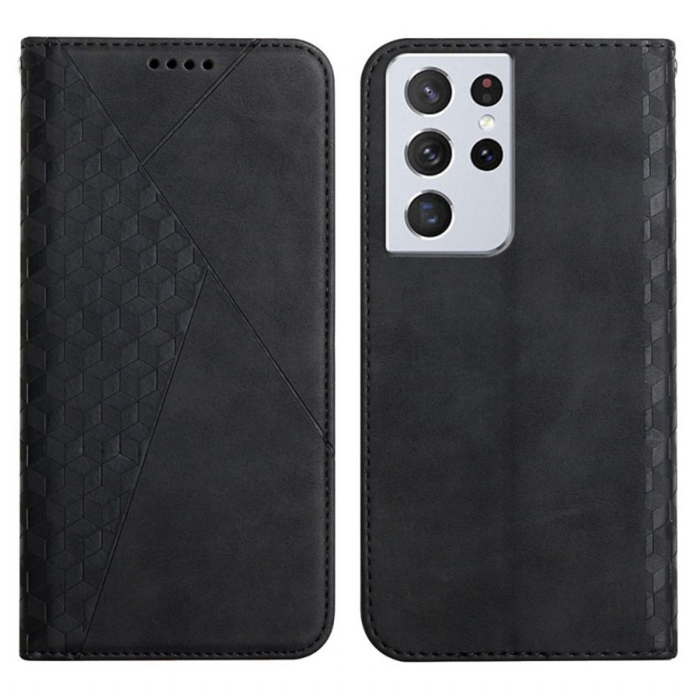 Schutzhülle Für Samsung Galaxy S21 Ultra 5G Flip Case Geo-leder-effekt