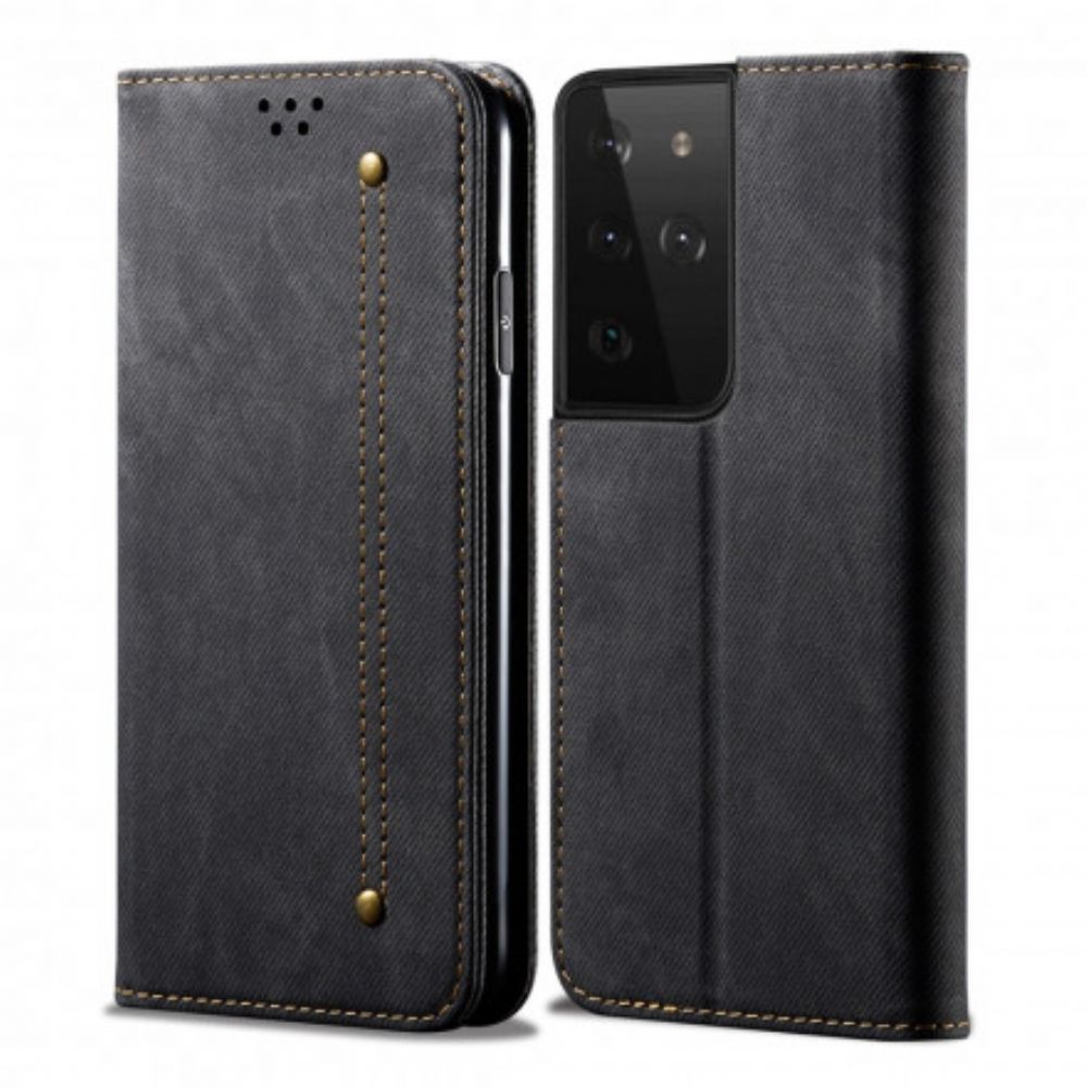 Schutzhülle Für Samsung Galaxy S21 Ultra 5G Flip Case Jeansstoff