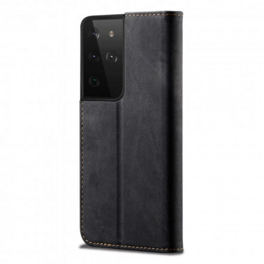 Schutzhülle Für Samsung Galaxy S21 Ultra 5G Flip Case Jeansstoff