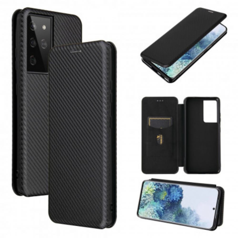 Schutzhülle Für Samsung Galaxy S21 Ultra 5G Flip Case Kohlefaser