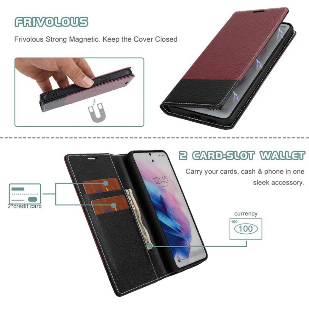 Schutzhülle Für Samsung Galaxy S21 Ultra 5G Flip Case Texturiertes Zweifarbiges Kunstleder