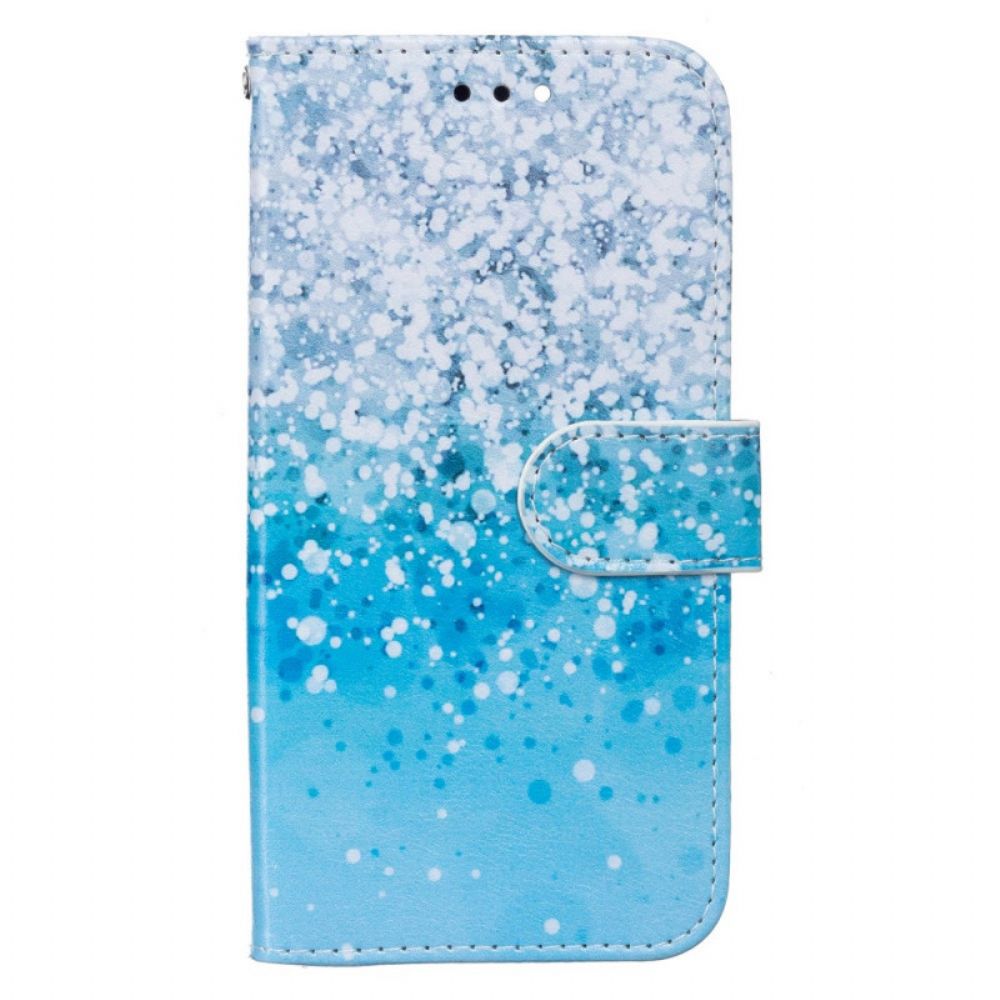 Flip Case Für Samsung Galaxy A13 5G Blauer Glitzerverlauf