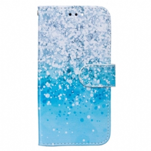 Flip Case Für Samsung Galaxy A13 5G Blauer Glitzerverlauf