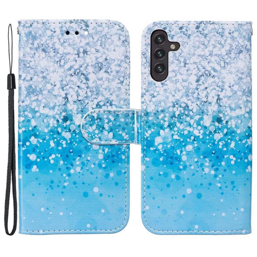 Flip Case Für Samsung Galaxy A13 5G Blauer Glitzerverlauf