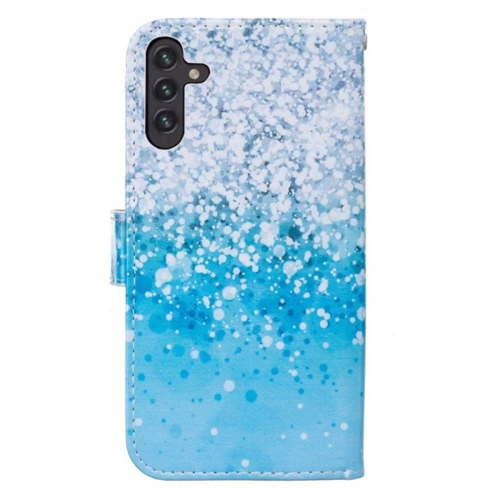 Flip Case Für Samsung Galaxy A13 5G Blauer Glitzerverlauf