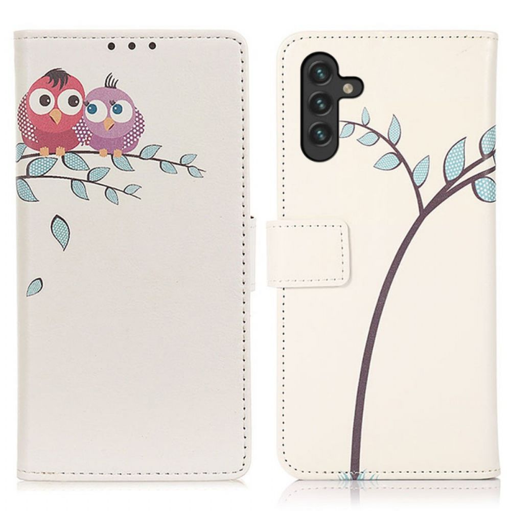 Flip Case Für Samsung Galaxy A13 5G Eulenpärchen Auf Dem Baum