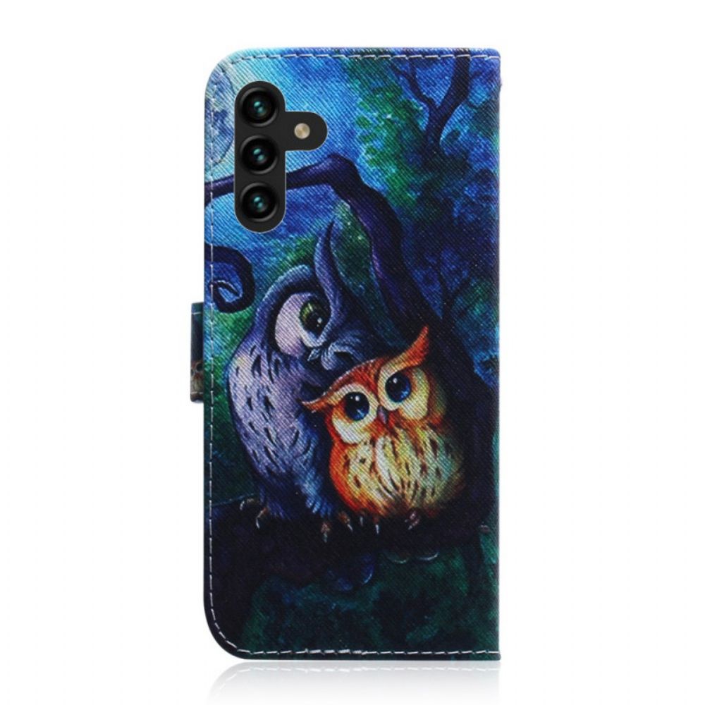 Flip Case Für Samsung Galaxy A13 5G Gemälde Von Eulen