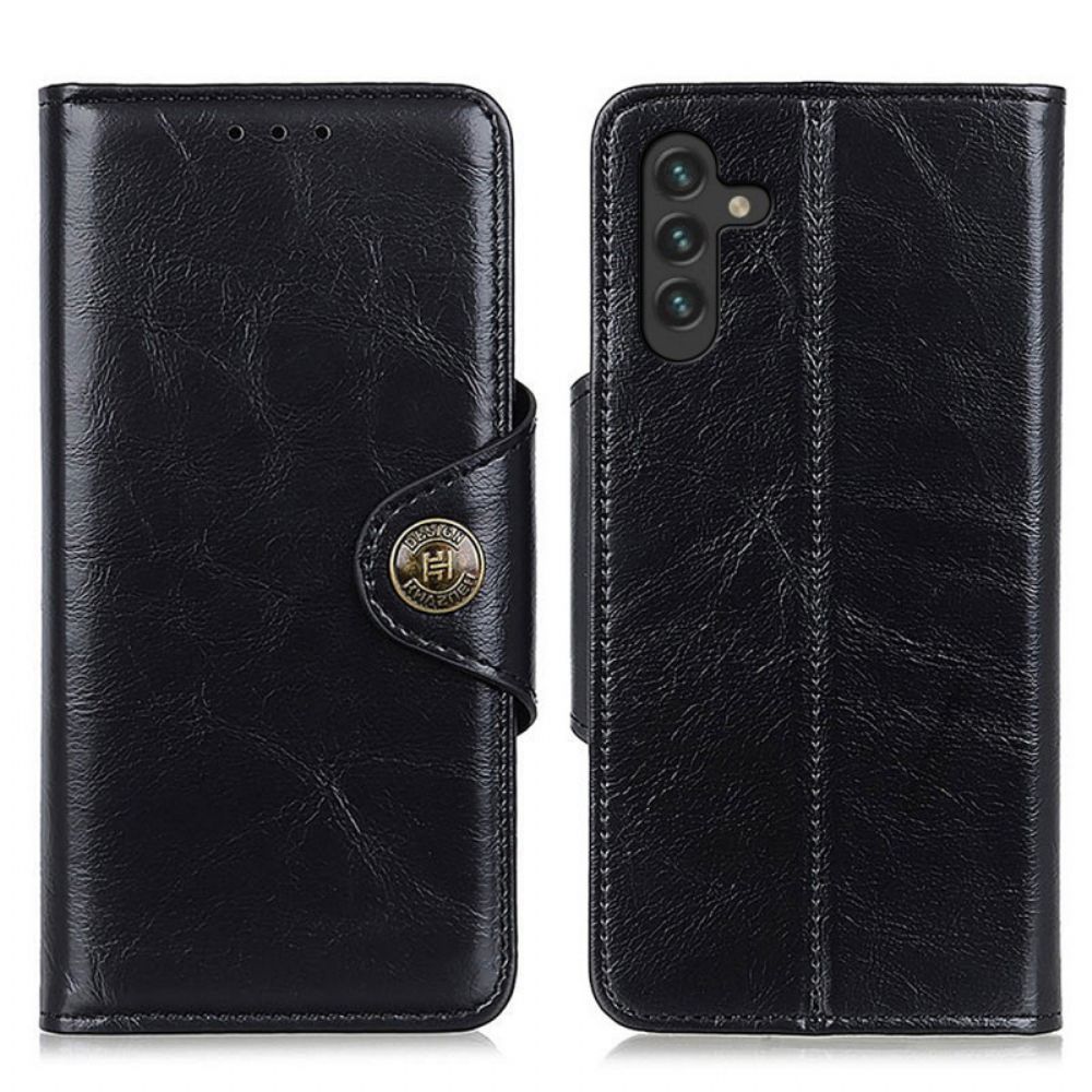 Flip Case Für Samsung Galaxy A13 5G Kunstleder Lackknopf