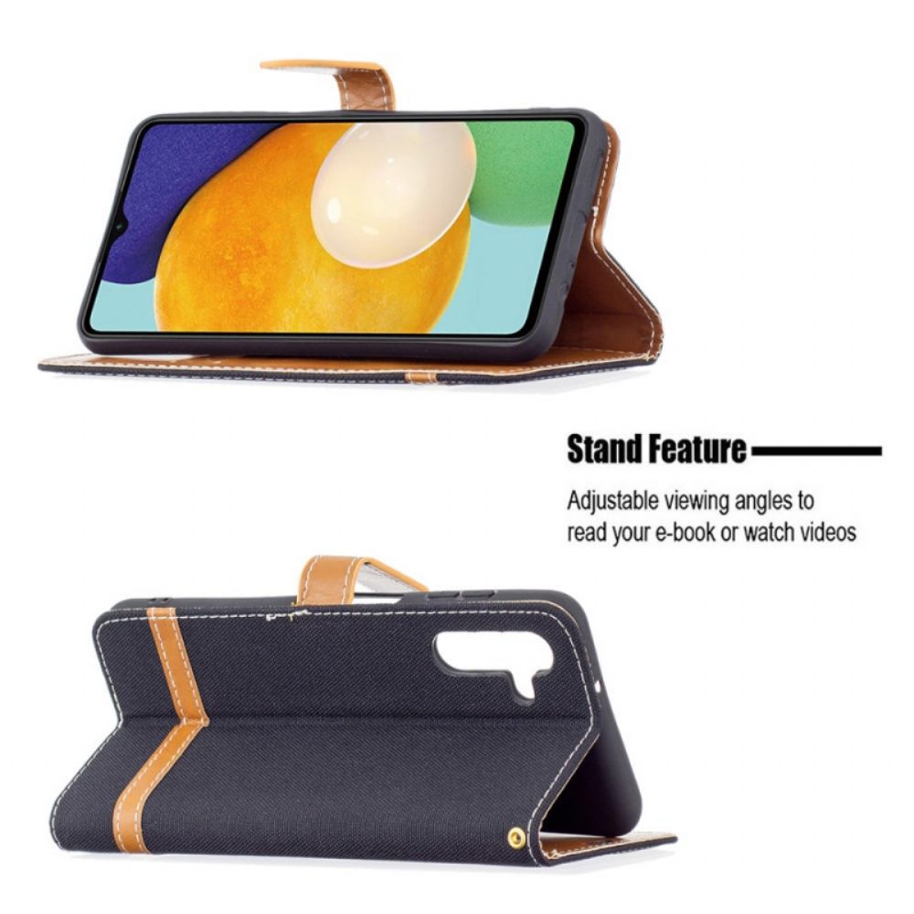 Flip Case Für Samsung Galaxy A13 5G Mit Kordel Armband In Stoff- Und Lederoptik