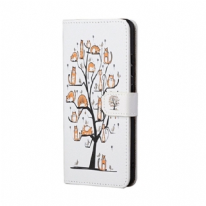 Flip Case Für Samsung Galaxy A13 5G Mit Kordel Funky Cats Mit Riemen