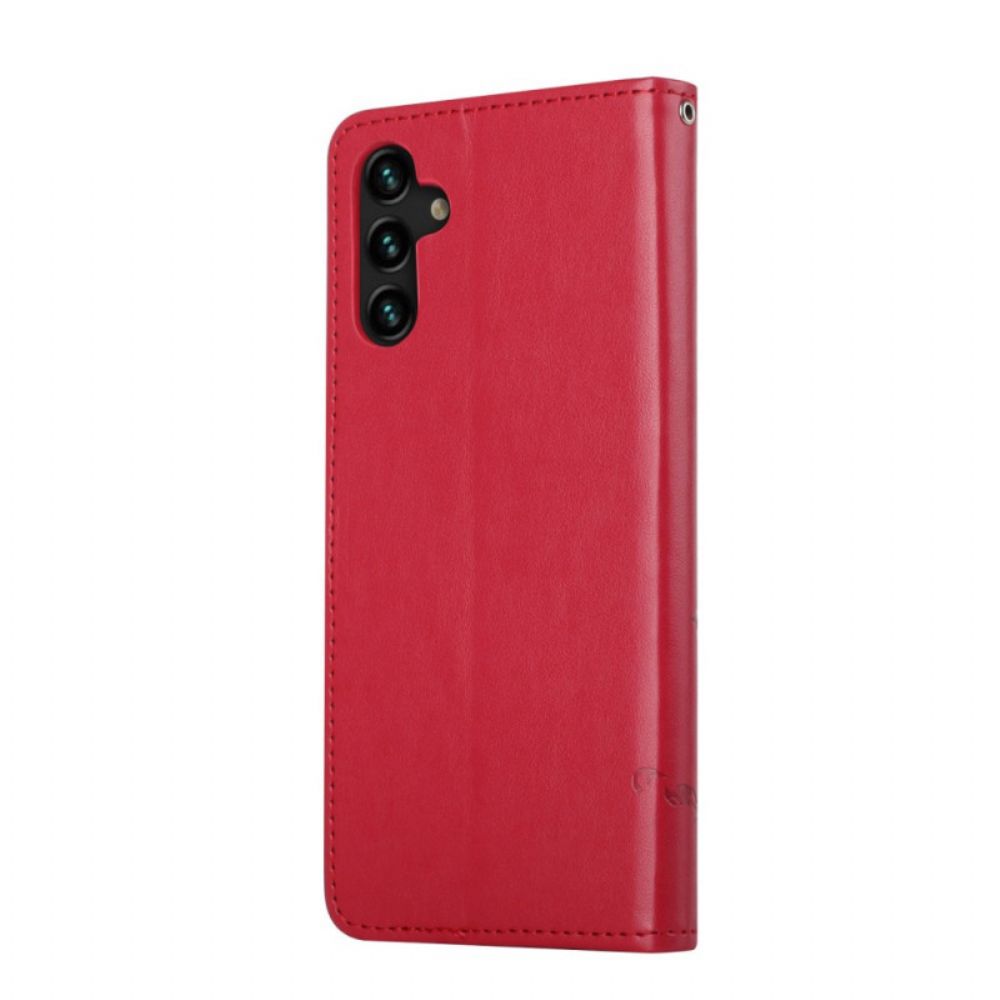 Flip Case Für Samsung Galaxy A13 5G Mit Kordel Stringblumen