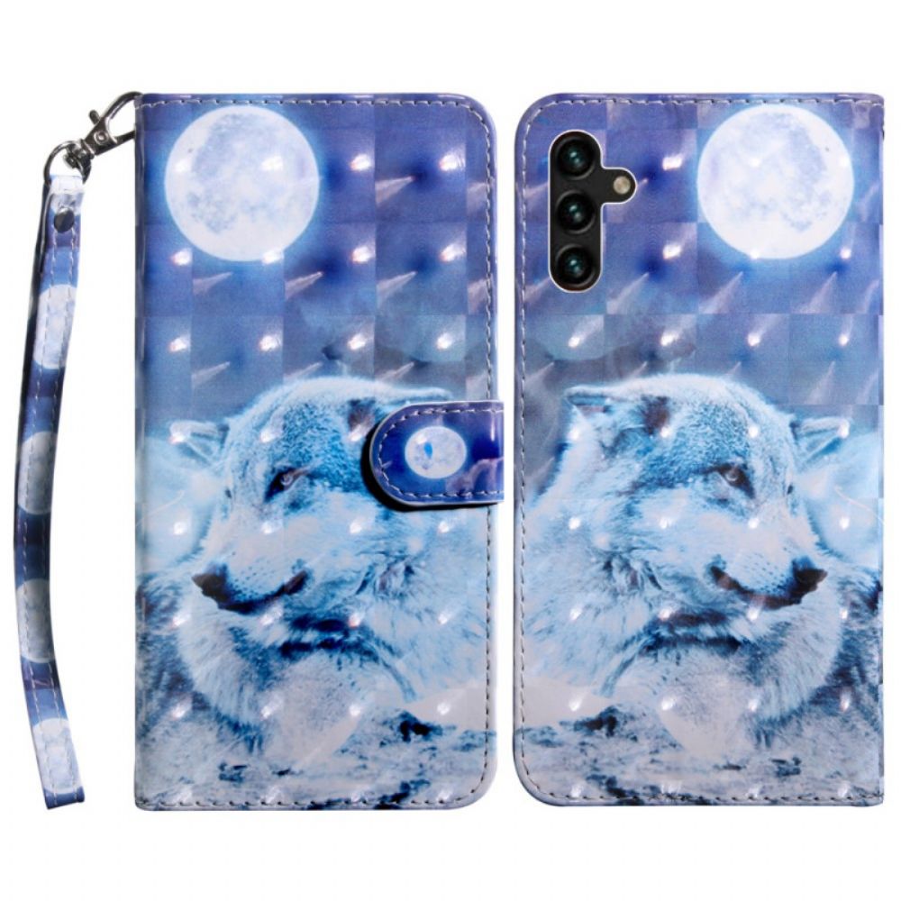 Flip Case Für Samsung Galaxy A13 5G Mondscheinwolf