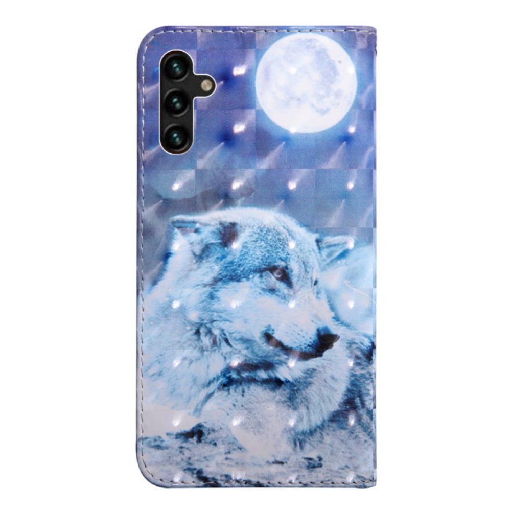 Flip Case Für Samsung Galaxy A13 5G Mondscheinwolf