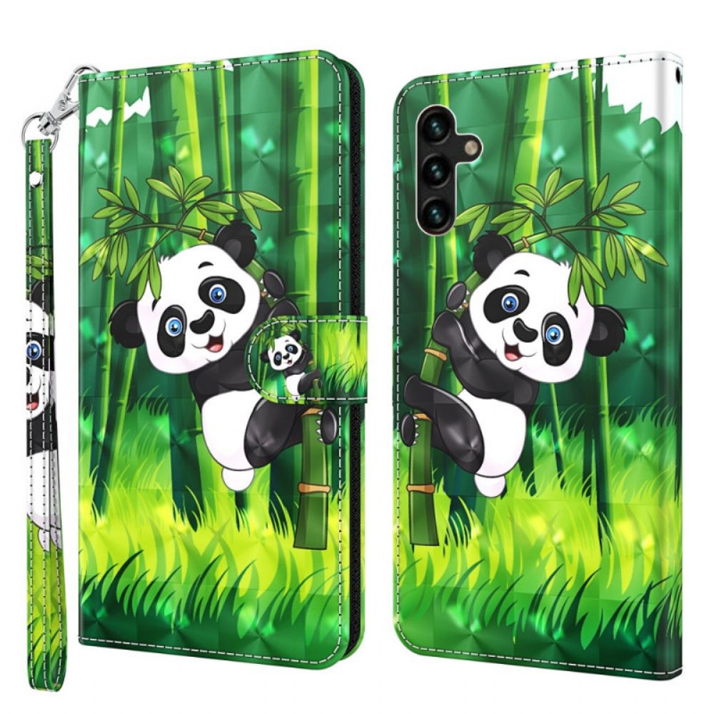 Flip Case Für Samsung Galaxy A13 5G Panda Und Bambus