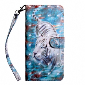 Flip Case Für Samsung Galaxy A13 5G Tiger Im Wasser