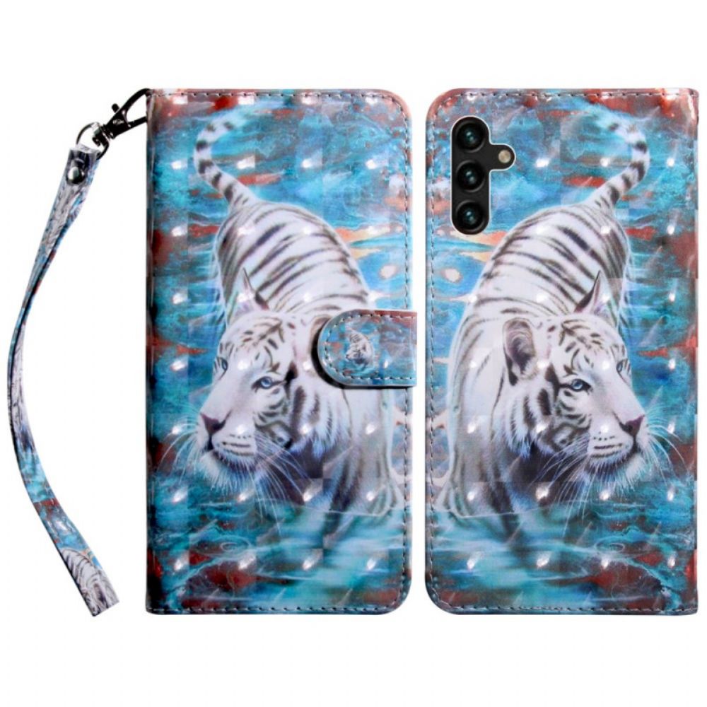 Flip Case Für Samsung Galaxy A13 5G Tiger Im Wasser