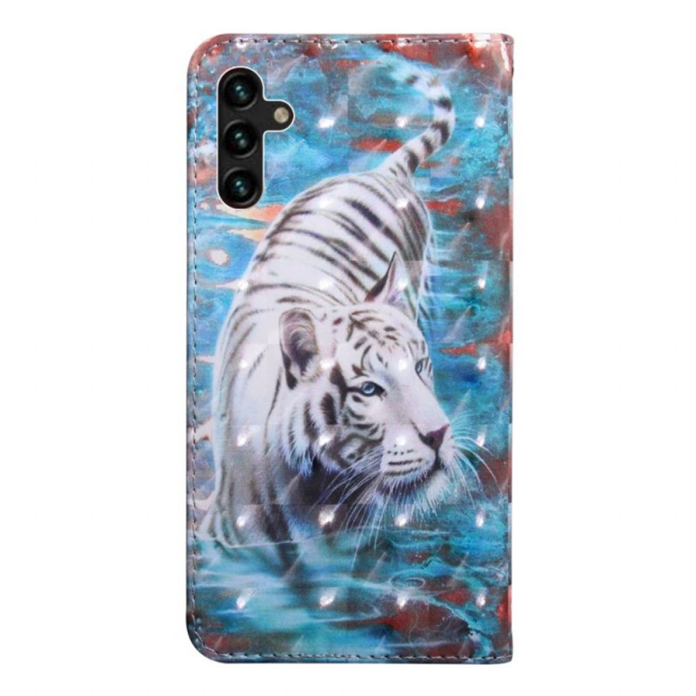 Flip Case Für Samsung Galaxy A13 5G Tiger Im Wasser