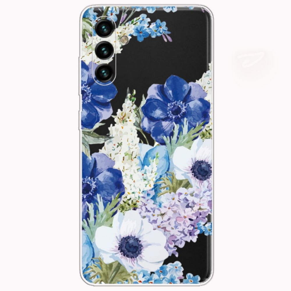 Handyhülle Für Samsung Galaxy A13 5G Aquarell Blaue Blumen