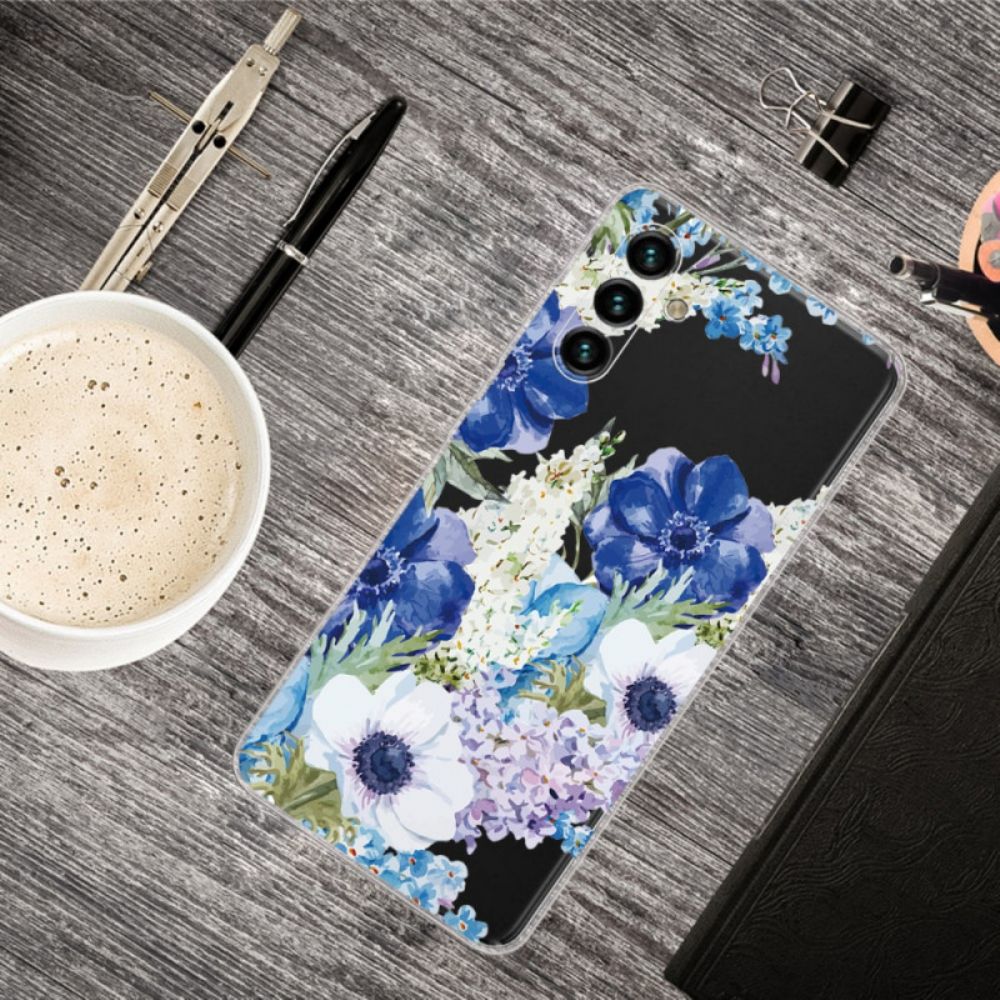 Handyhülle Für Samsung Galaxy A13 5G Aquarell Blaue Blumen