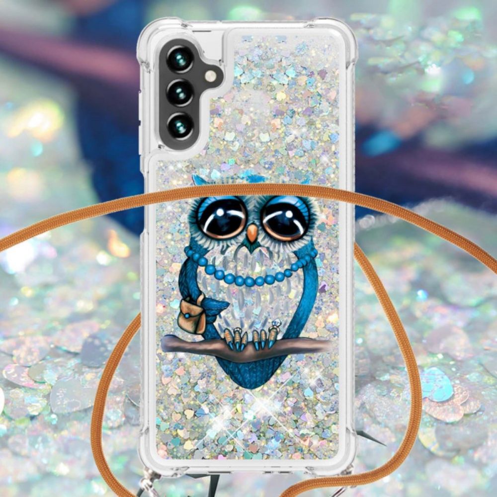 Handyhülle Für Samsung Galaxy A13 5G Mit Kordel Zu Miss Owl Glitzerkordel