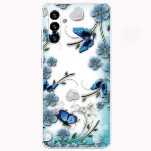 Handyhülle Für Samsung Galaxy A13 5G Retro Schmetterlinge Und Blumen