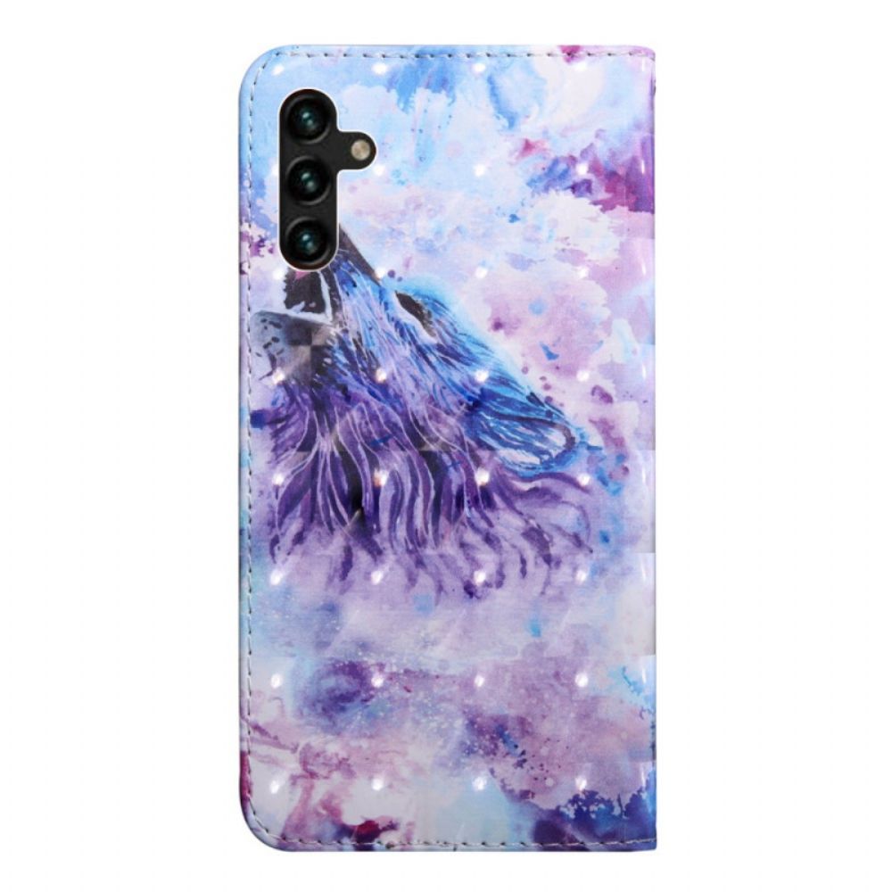 Lederhüllen Für Samsung Galaxy A13 5G Aquarell Wolf