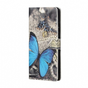 Lederhüllen Für Samsung Galaxy A13 5G Blauer Schmetterling