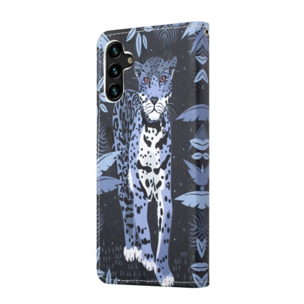 Lederhüllen Für Samsung Galaxy A13 5G Mit Kordel Tanga Leopard