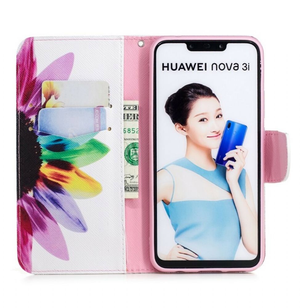 Flip Case Für Huawei P Smart Plus Aquarell Blume