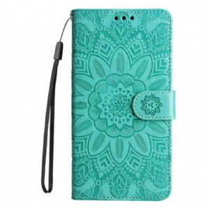 Flip Case Für Honor Magic 5 Lite Mandala-sonne Mit Schlüsselband