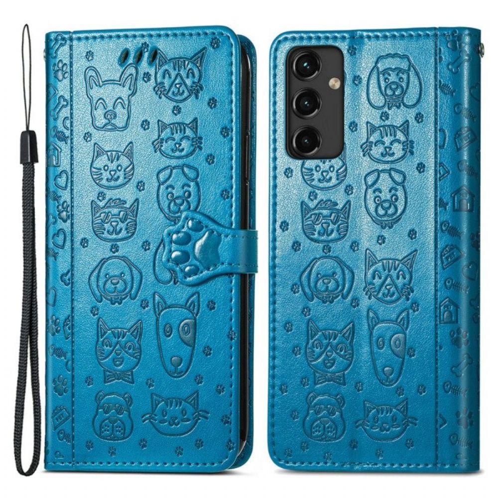 Flip Case Für Samsung Galaxy A14 / A14 5G Animierte Tiere