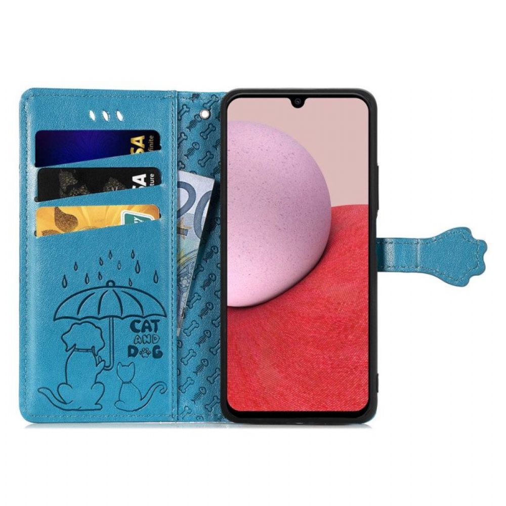 Flip Case Für Samsung Galaxy A14 / A14 5G Animierte Tiere