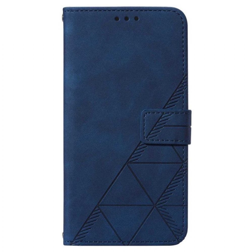 Flip Case Für Samsung Galaxy A14 / A14 5G Dreiecke Mit Lanyard