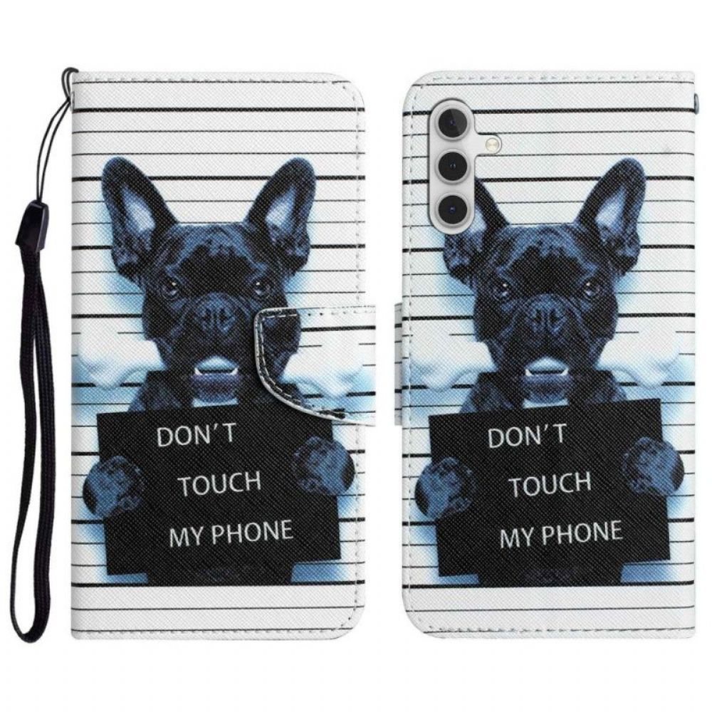 Flip Case Für Samsung Galaxy A14 / A14 5G Mit Kordel Hund Nicht Berühren Mit Lanyard