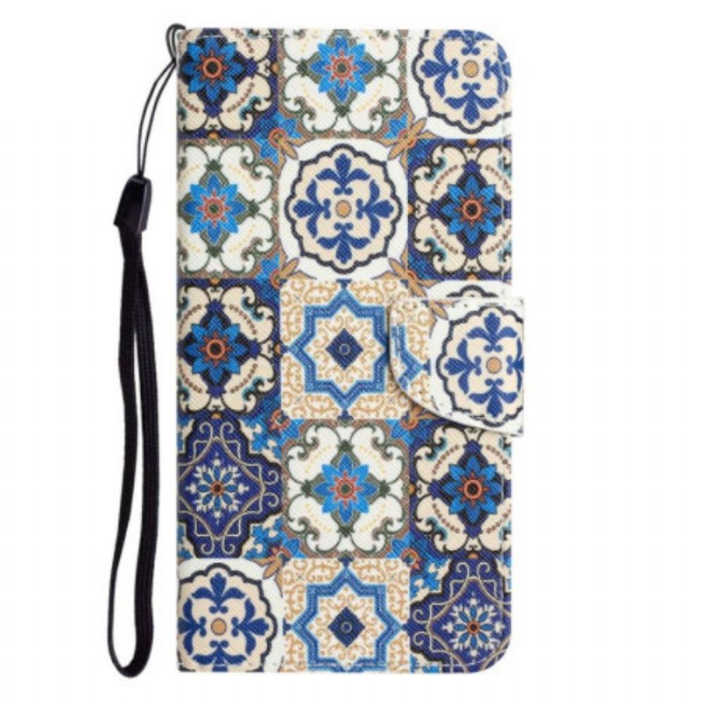 Flip Case Für Samsung Galaxy A14 / A14 5G Mit Kordel Riemchen-patchwork