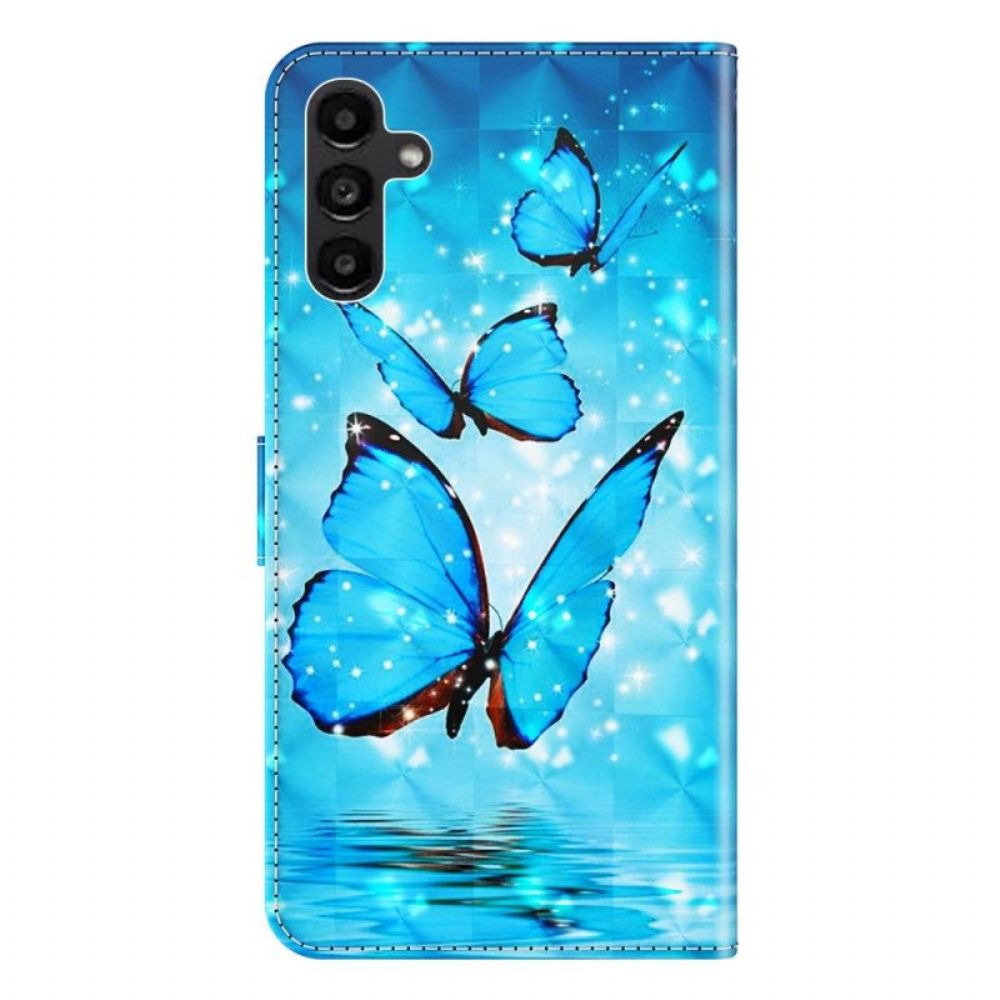 Flip Case Für Samsung Galaxy A14 / A14 5G Mit Kordel Tanga-schmetterlinge