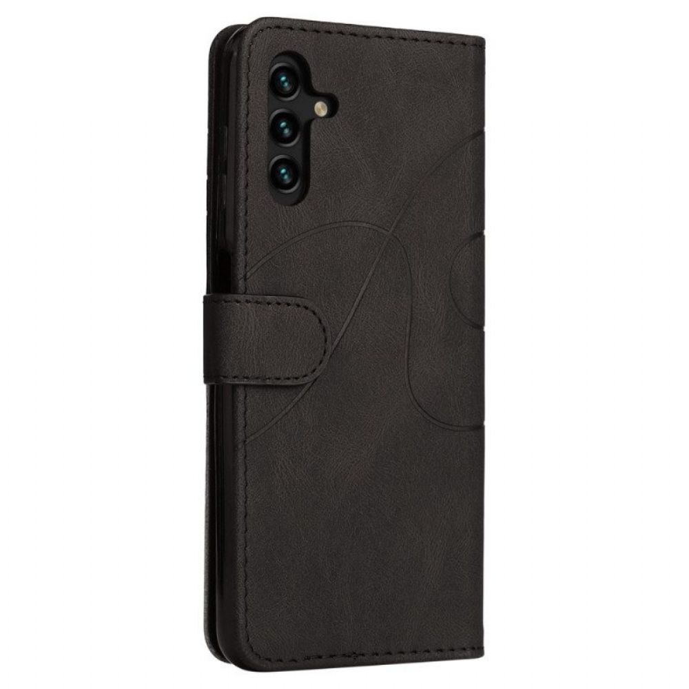 Flip Case Für Samsung Galaxy A14 / A14 5G Mit Kordel Zweifarbiger Riemen