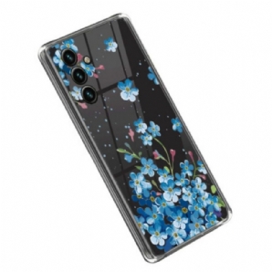 Handyhülle Für Samsung Galaxy A14 / A14 5G Nahtlose Blaue Blumen