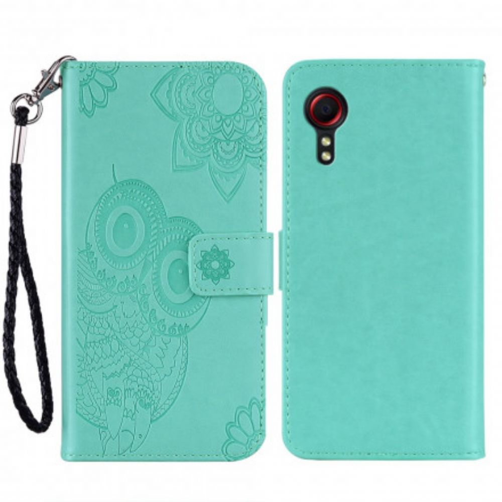 Flip Case Für Samsung Galaxy XCover 5 Eulen-mandala Und Lanyard