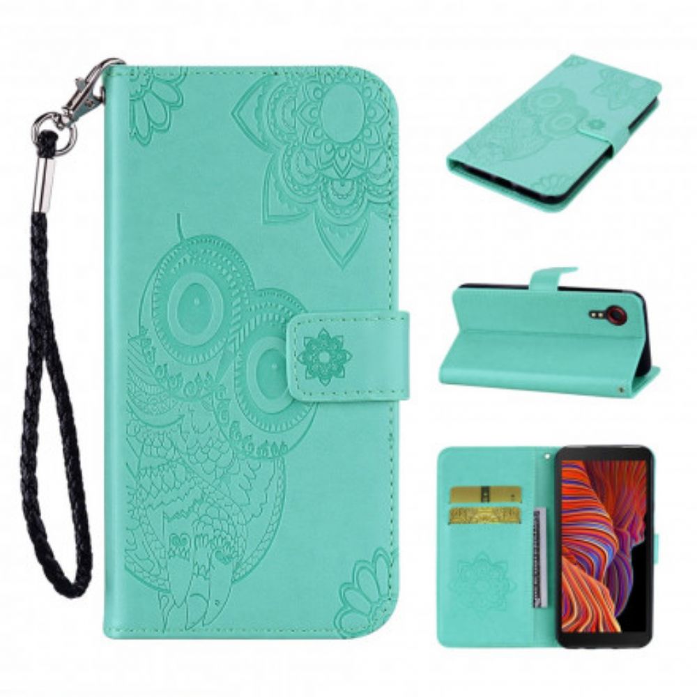 Flip Case Für Samsung Galaxy XCover 5 Eulen-mandala Und Lanyard