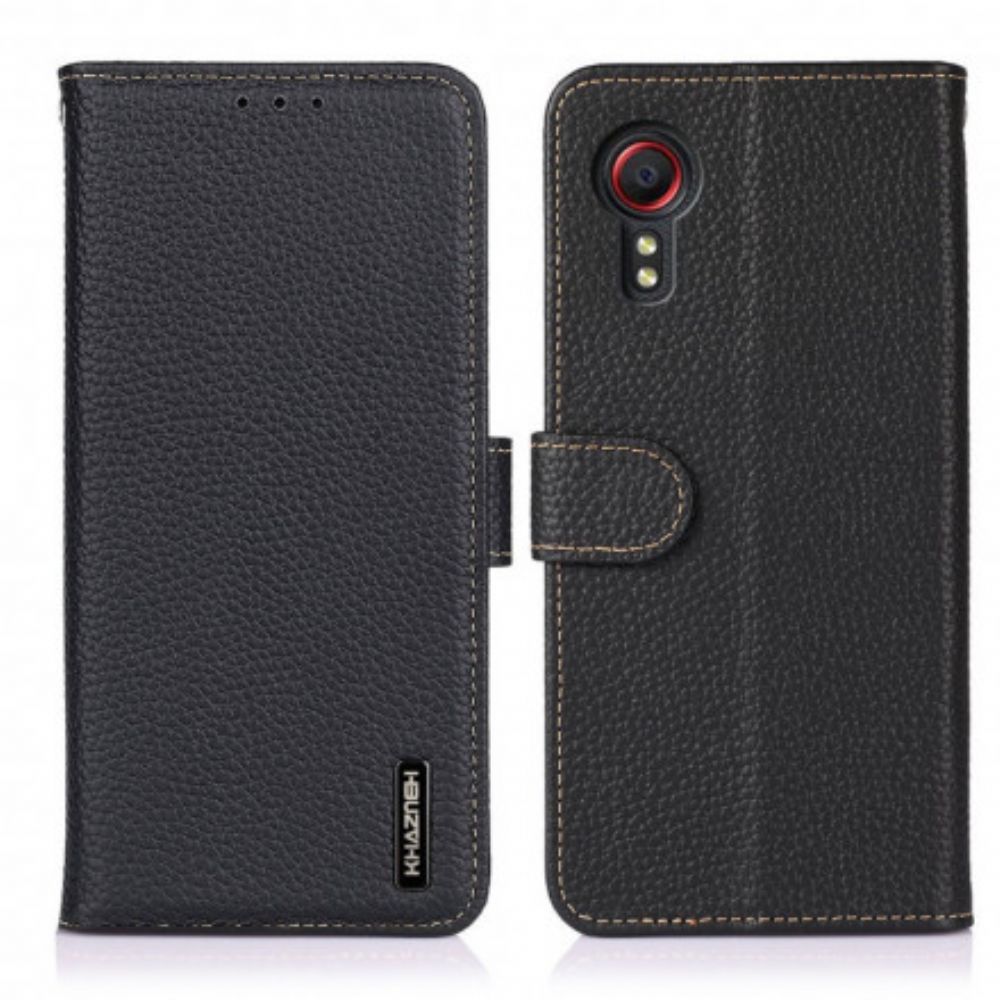 Flip Case Für Samsung Galaxy XCover 5 Litschi Khazneh Leder