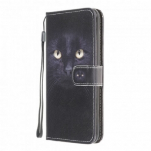 Flip Case Für Samsung Galaxy XCover 5 Mit Kordel String Mit Schwarzen Katzenaugen