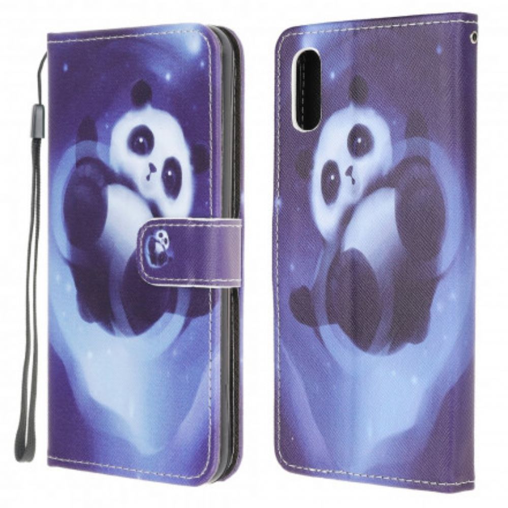 Flip Case Für Samsung Galaxy XCover 5 Mit Kordel Tanga Space Panda