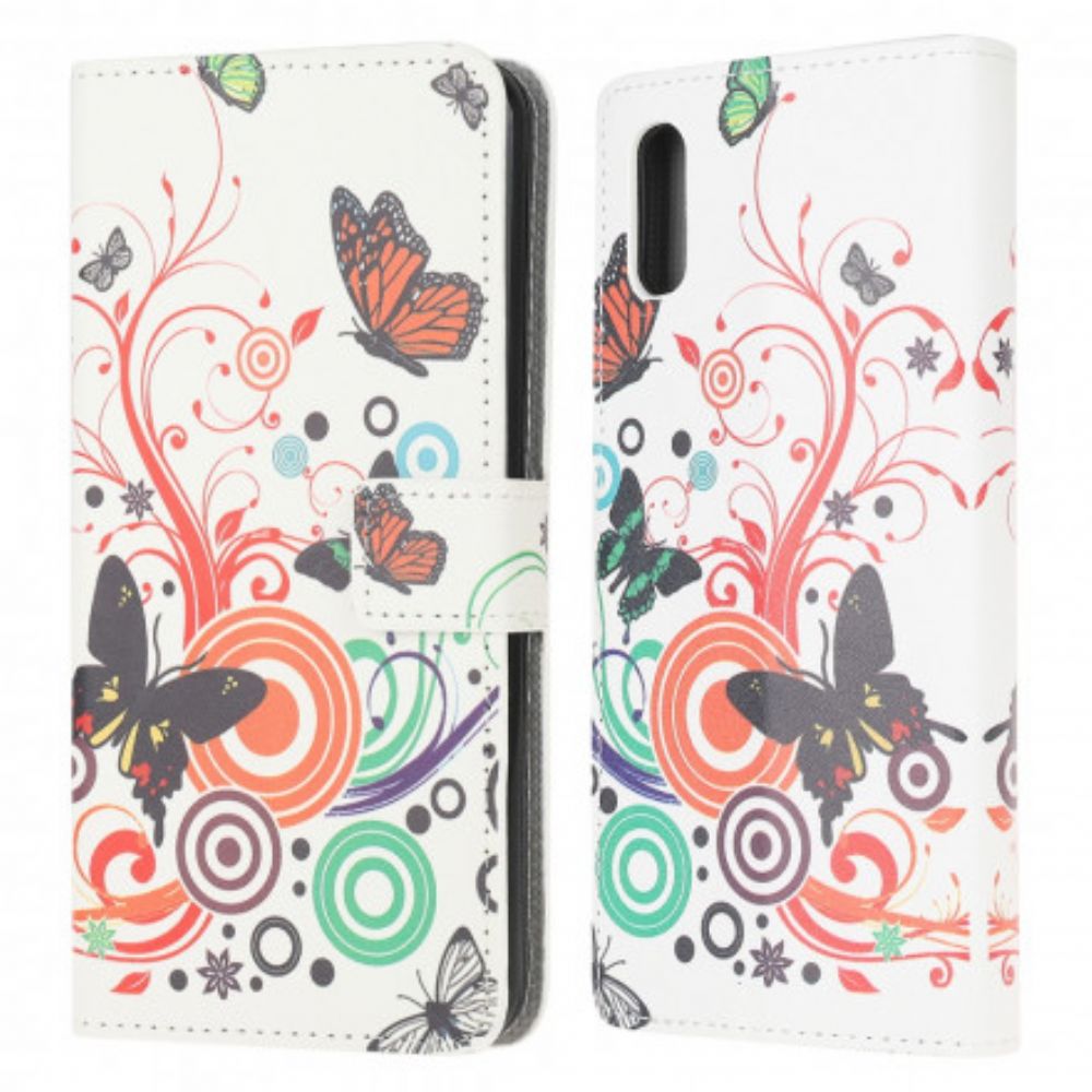 Flip Case Für Samsung Galaxy XCover 5 Schmetterlinge Und Blumen